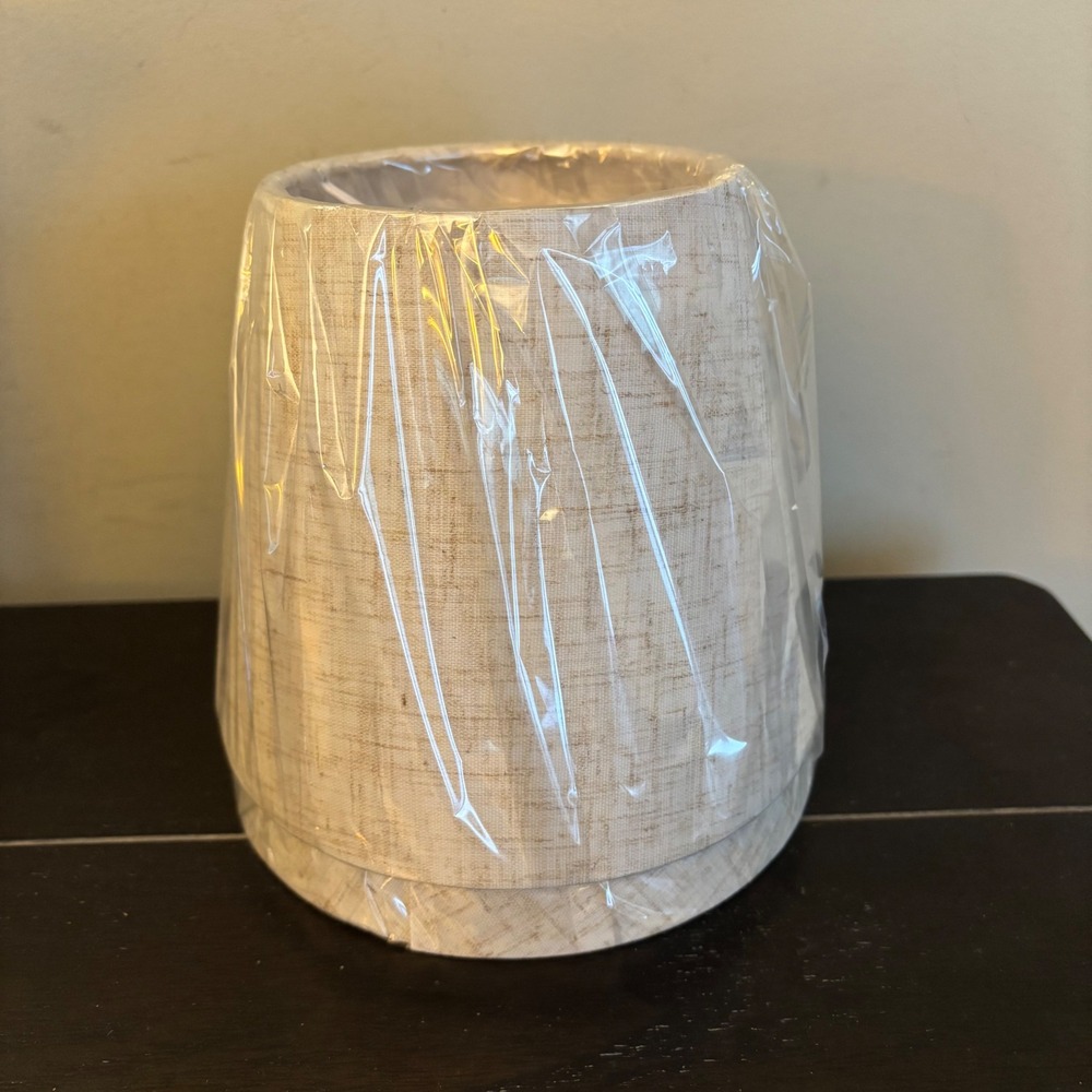 Textured Clip-On Lamp Shades | Set of 2 | Beige | 6 Inch | Tapered Drum - Picture 3 of 10